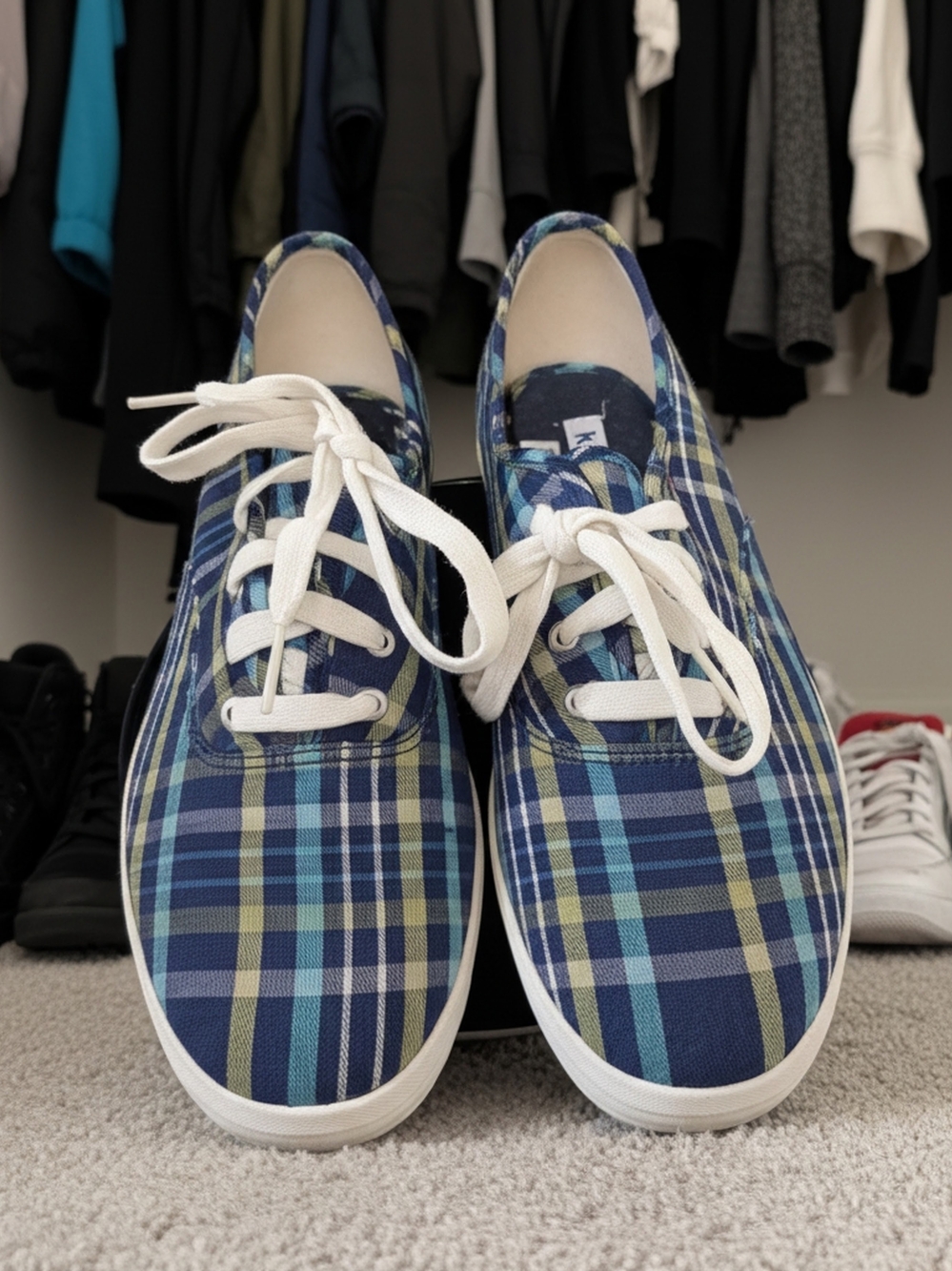 KEDS Plaid Canvas Lace-Up Sneakers - Blue/Green SIZE 8.5 WOMEN